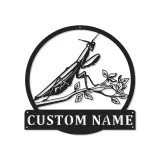 Praying Mantis LED Metal Art | Custom Name Sign for Garden Lovers | Realistic Insect Wall Decor