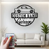 Décoration murale en métal personnalisée avec voiture classique et rétroéclairage LED - Cadeau pour passionnés de voitures, décoration de garage