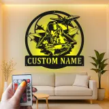 Enseigne pilote avion de chasse personnalisée | Art mural LED en métal | Décoration murale aviation pour aviateurs et cadeau militaire