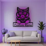 Personalisierte LED-Metall-Wandkunst mit Katze – Geschenk für Katzenliebhaber für Wohn- oder Schlafzimmer 1