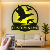 Décoration murale en métal LED silhouette de canard personnalisée pour les passionnés de faune