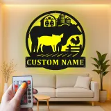 Cartel de metal LED personalizado con animales de granja, regalo para agricultores, decoración rústica de granja