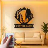 Cartel de metal personalizado de senderismo con LED | Decoración de montaña personalizada | Letrero regalo para amantes del aire libre