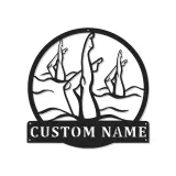 Panneau de natation synchronisée | Décoration murale en métal LED personnalisée | Plaque de nom de nageur personnalisée | Cadeau pour l'équipe de natation