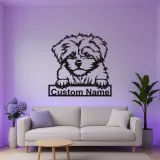 Panneau LED personnalisé Maltese | Décoration murale en métal pour chien | Cadeau pour les amoureux des chiots | Décor mémorial pour animaux