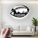Personalized Football LED Sign | Custom City Skyline Metal Wall Art | Man Cave Decor & Gift for Fans