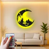 Insegna in metallo LED personalizzata con scena di campeggio regalo per appassionati di outdoor decor per cabin rustica