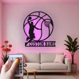 Custom Basketball Player Led Light Metal Wall Art Personalized Sports Gift for Athletes Game Room Decor 1