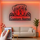 Insegna in metallo LED Bulldog personalizzata regalo per amanti dei cani decorazione per soggiorno 3
