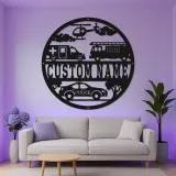 Cartel LED de Primeros Respondedores | Arte Mural de Metal Personalizado | Regalo para Policía, Bombero, EMT Héroe | Decoración para Hogar y Oficina