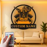 Letrero LED conmemorativo militar | Decoración mural personalizada en homenaje a veteranos | Decoración personalizada con botas y casco de soldado