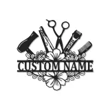 Insegna personalizzata per hairstylist | Decorazione murale LED in metallo su misura per salone | Regalo per parrucchiere e targhetta per beauty studio