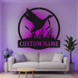 Cartel de metal LED de silueta de pato personalizado Regalo para amantes de la naturaleza Decoración rústica del hogar