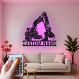 Custom Excavator Metal Sign | LED Light Wall Art | Construction Decor | Gift for Equipment Operator | Personalized Garage Sign