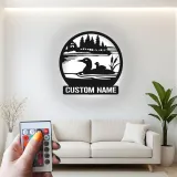 Panneau métallique personnalisé plongeon huard avec LED | Décoration murale pour maison de lac | Déco rustique pour amoureux de la nature