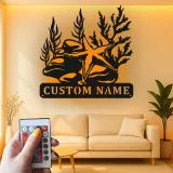 Custom Starfish Metal Sign | LED Ocean Reef Wall Art | Personalized Nautical Decor for Beach House | Coastal Marine Life