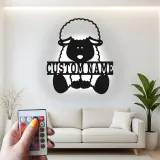 Personalisiertes Schaf LED Metall-Wandkunst für das Kinderzimmer – Geschenk für die Farmtier-Dekoration im Schlafzimmer
