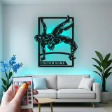 Insegna in metallo personalizzata con luce LED per wrestler, regalo per fan del wrestling, decorazione per sala giochi o sportiva
