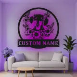 Cartel de metal LED personalizado de Dachshund, regalo para amantes de los perros, decoración para el salón