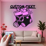 Décoration murale en métal LED personnalisée pour les chaussettes de Noël