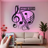Personalized Flute LED Metal Sign | Custom Music Note Wall Art | Musician Name Decor | Gift for Band Room