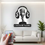 Individuelles Vintage-Mikrofon LED-Schild | Metall-Wandkunst für Musikstudio Dekor | Personalisierte Geschenke für Musiker & Musikliebhaber