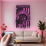 Personalisiertes LED-Metallschild mit Truthahn und amerikanischer Flagge