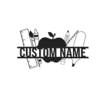 Cartel de nombre de profesor personalizado | Arte mural de metal LED en forma de manzana | Decoración de aula personalizada | Regalo de agradecimiento para profesores