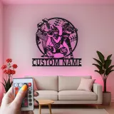 Insegna con Nome Personalizzato per Softball | Arte in Metallo LED | Regalo per Giocatore Personalizzato | Decorazione per Stanza Sportiva