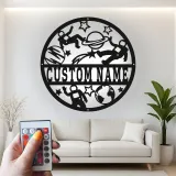 Custom Astronaut Space Adventure Led Light Metal Wall Art Personalized Gift for Kids Bedroom or Nursery Decor