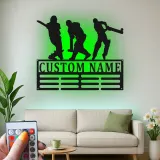 Insegna in metallo personalizzata con giocatore di cricket luce LED regalo sportivo per lui decorazione per sala giochi