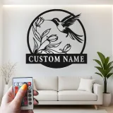 Personalized Hummingbird Metal Sign | LED Light Wall Art | Custom Nature Decor for Home & Office | Bird Lover Gift