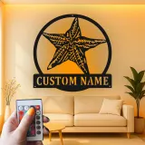 Personalized Starfish Metal Sign | LED Coastal Wall Art | Nautical Beach House Decor for Home or Business