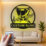 Cartel de metal LED de batería Regalo para músico con nombre Decoración de estudio o sala de música