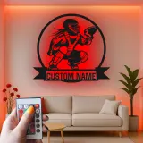 Cartel de metal personalizado de receptora de softball | Arte mural LED para habitación de chicas | Regalo personalizado con nombre de jugadora | Decoración deportiva para atleta femenina