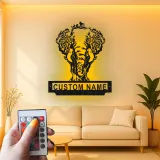 Cartel de metal LED de árbol de elefante personalizado, regalo de vida salvaje, decoración de sala de estar naturaleza