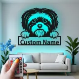 Insegna in metallo LED personalizzata per Shih Tzu - Regalo per amanti dei cani - Decorazione per soggiorno 2