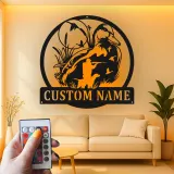 Insegna in metallo personalizzata con luce LED caccia anatre regalo per cacciatori decorazione per man cave o baita 1
