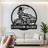 Custom Train Locomotive Led Light Metal Wall Art Personalized Gift for Train Enthusiasts Kids Room Decor 1