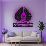 Cartel de metal LED de Springer Spaniel personalizado, regalo para amantes de perros, decoración de sala de estar
