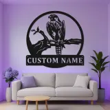Insegna LED in metallo con falco personalizzata | Arte murale con rapace personalizzata | Decorazione retroilluminata per esterni e logo aziendale | Regalo per amanti della fauna