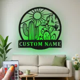 Cartel de cactus del desierto con luz LED personalizado, regalo del suroeste, decoración para salón