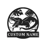 Custom Dinosaur Led Light Metal Wall Art Personalized Gift for Kids Jungle-Themed Bedroom Decor