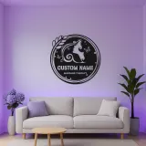 Insegna LED in metallo personalizzata | Arte murale con silhouette femminile | Logo aziendale retroilluminato per spa, centro massaggi, salone | Decorazione profilo donna farfalla