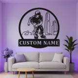 Cartel personalizado con nombre para patinador | Decoración mural LED de metal para patinaje en línea | Decoración personalizada para habitación juvenil | Regalo de patines con paisaje urbano