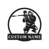 Insegna LED personalizzata per giocatore di paintball | Arte murale in metallo personalizzata | Decorazione per sala giochi e man cave | Luce d'azione retroilluminata