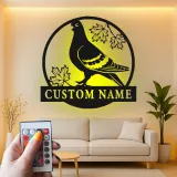 Personalized Pigeon LED Sign | Custom Metal Bird Art | Nature Lover Gift & Home Decor | Realistic Silhouette with Name