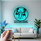 Cartel personalizado para salón de uñas con LED | Decoración mural de metal personalizada para técnicas | Decoración elegante para estudio de belleza