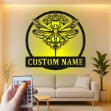 Cartel de metal personalizado con luz LED de libélula, regalo para amantes de la naturaleza, decoración para dormitorio o salón 1