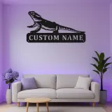 Personalisierte Metalltafel für Bartagame | LED-beleuchtete Reptil-Wandkunst | Individuelles Haustier-Schild | Einzigartiges Geschenk für Echsenliebhaber